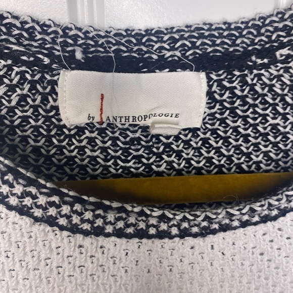 Anthropologie White Allen Sweater Tee with Black and White pom detail - Picture 6 of 9